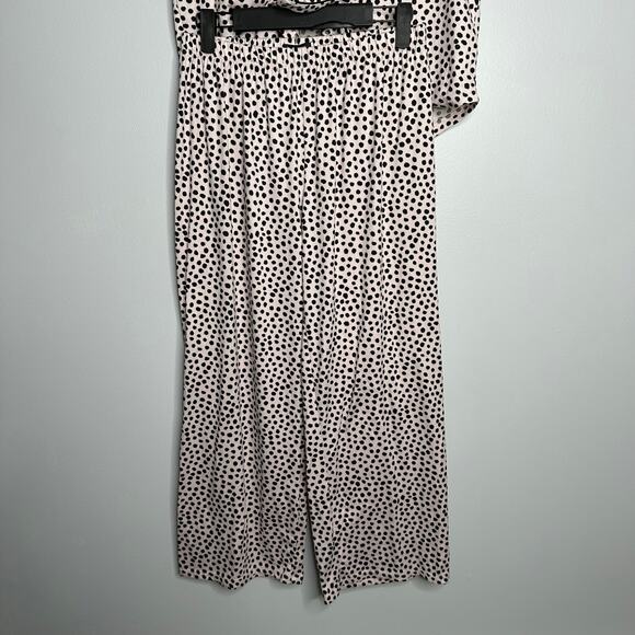 Kate Spade Women's Blush Pink +‎ Black Flamingo Dot 2-Piece Pajama Set Size S - Picture 7 of 8